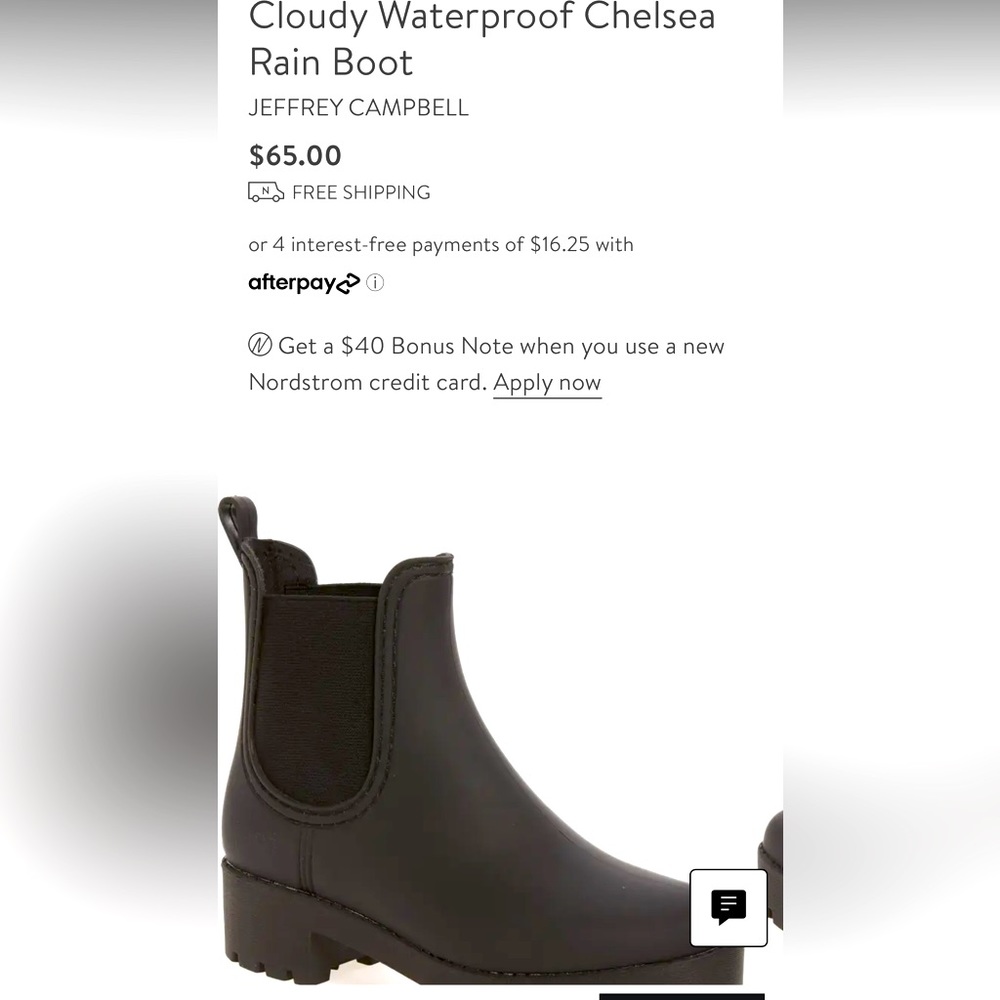 SOLD: Cloudy Waterproof Chelsea Rain Boot
JEFFREY CAMPBELL (size 7)